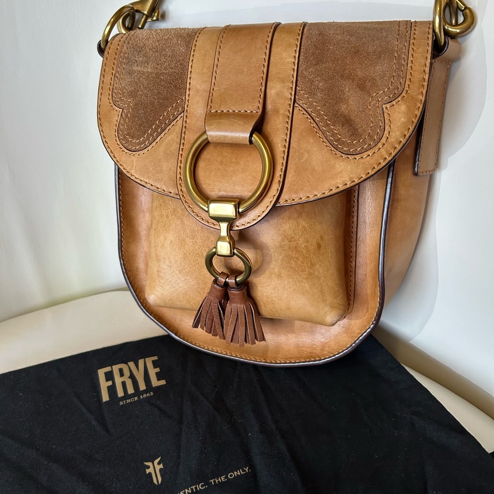 Frye Gold Tan Crossbody Bag with Leather Tassel